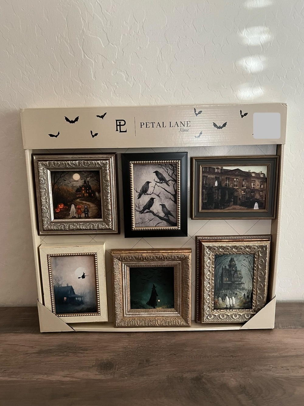 Petal Lane Halloween Gothic Witch Skeleton Wall Art 6pc Set - Black & Gold